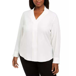 Camicetta da Donna Calvin Klein con Scollo a V, Ricamo in Pizzo, Taglia 3X, in Chiffon e Seta Lavorata a Maglia, Top Semplice ed Elegante per Ufficio e Lavoro - Product Image 1