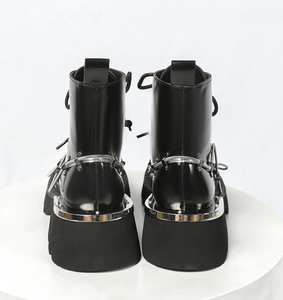 נשים הכי חדש מתכת לקצץ מגפי קרסול שרוכים עבים מגפי מסיבת נעלי נופש לנשים סתיו חורף אופנה פנאי בוטות - Product Image 3