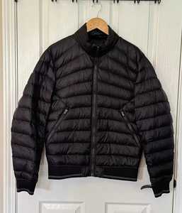 Blouson Bomber Puffer Homme Duvet d'oie Noir Full Zip Packable Zip Up à vendre - Product Image 1