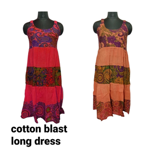 Vestido bohemio para mujer 100% algodón Trendy Blast Printed Fashion con decoraciones de encaje y cremallera - Product Image 1