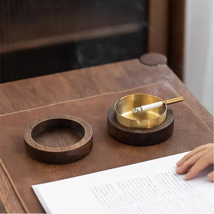 ที่เขี่ยบุหรี่ไม้อะคาเซียกันลมสไตล์ตะวันตกย้อนยุคที่เขี่ยบุหรี่ - Product Image 6