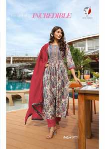 Conjuntos de Kurti mezclados de viscosa al por mayor con Dupatta para ropa de fiesta india y paquistaní - Product Image 3