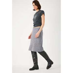 Falda Midi Informal de Tela No Tejida con Estampado de Canalé, Sin Bolsillos, Hecha de Poliéster, Estilo Lápiz, Cintura Natural, Mega Merchant - Product Image 1