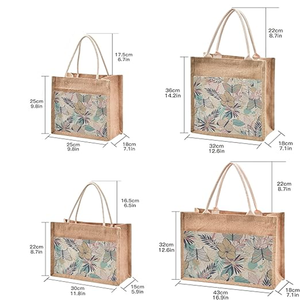 100% sac fourre-tout écologique en jute naturel avec bande de sangle à poignée rembourrée impression personnalisée avec prix - Product Image 5