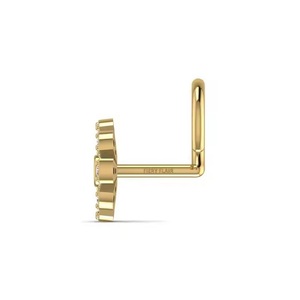 14KT Real Gold <b>Nose</b> Pin 0.06CT Diamond Exquisite Half Crystal Flower Shape Unique New Fashion Fine Body Piercing for Gift - Product Image 4
