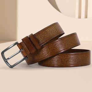 เข็มขัดหนังแท้กันน้ำสำหรับผู้ชาย หัวเข็มขัดโลหะผสมทรงสี่เหลี่ยม ลายเรียบแบบปรับแต่งได้ - Product Image 6