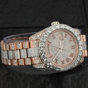 Pour certifié nouveau luxe diamant VVS Moissanite montre à Quartz Hip Hop 18k or Rose/or jaune plaqué pointeur cadran hommes femmes - Product Image 3
