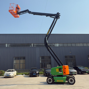 Plataforma elevadora hidráulica articulada de color verde naranja para trabajos de construcción, nueva. - Product Image 3