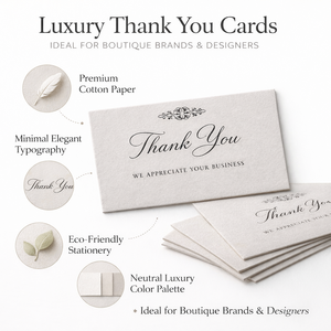 Cartes de remerciement de luxe faites à la main sur papier coton premium avec une typographie élégante d'anges et de lettres pour les marques, les boutiques et les designers - Product Image 6