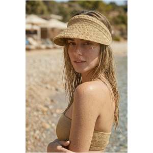 <b>Straw</b> <b>Visor</b> Camel Hat Wide Brim Open Top Summer Beach Hat HSR2127 - 2127-camel - Product Image 6