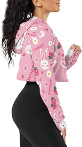Nuevo estilo Top Trending Mujeres Sublimación Crop Top Hoodie Material duradero transpirable Sublimación Hoodie con los mejores diseños - Product Image 5
