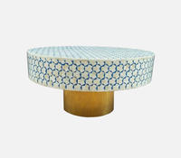 Table basse ronde en incrustation d'os de Style marocain Base en métal Tables centrales de haute qualité Meubles de salon Table d'appoint de zone de loisirs