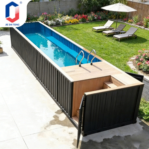 สระว่ายน้ำขนาดใหญ่ 40 ฟุต แบบตั้งพื้น พร้อมฝาครอบกระจกแบบพับเก็บได้ สำหรับครอบครัว รีสอร์ท สวนหลังบ้าน ทำจากไฟเบอร์กลาส ประกอบง่าย - Product Image 1