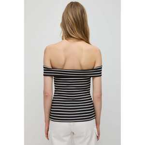 T-shirt décontracté pour femme, coupe classique, épaules dénudées, manches longues, col rond, 100 % polyester, respirant et ajusté - Product Image 5