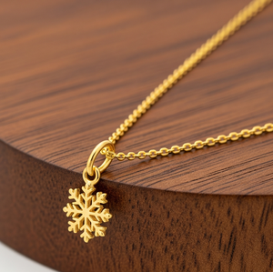 Collar de Plata de Ley 925 de Venta caliente con colgante de copo de nieve de Vermeil chapado en oro de 14 quilates Collares de cadenas finas de uso diario - Product Image 2
