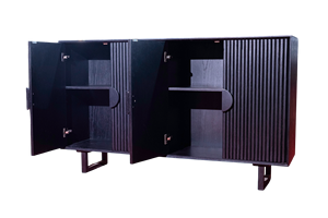 Contemporary Black Oak <b>Wood</b> <b>Cabinet</b> Durable Minimalist Storage Unit for Home Office Living Room Furniture for Villa Living - Product Image 2