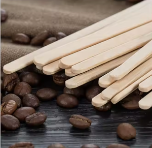 Agitateurs en bambou personnalisés de haute qualité-Bâtons plats écologiques pour thé et café - Product Image 1