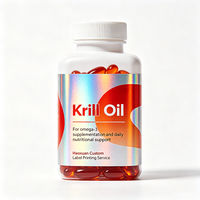 Étiquettes personnalisées Haoxuan pour bouteilles d'huile de krill, film holographique, autocollants imprimés imperméables pour emballages de compléments alimentaires haut de gamme