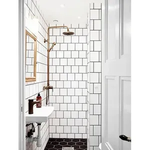 6x6 blanc brillant émaillé porcelaine céramique métro carrelage lumineux douche mur dosseret fabriqué aux états-unis pour salle à manger chambre-BOX 50 - Product Image 1