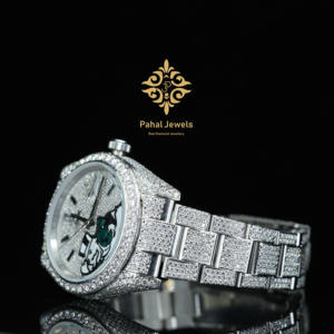 Montre en diamant moissanite blanche glacée, édition limitée, fabrication indienne, style hip-hop bling, disponible - Product Image 2