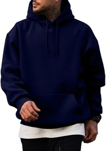 Pull-over surdimensionné 100% coton pour hommes, sweat-shirt à capuche brodé et à cordon de serrage décontracté, manches longues, coupe ample, basique, hiver - Product Image 2