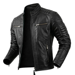 Chaqueta de Cuero Genuino Casual de Marca Privada Personalizada para Hombre, Temporada de Invierno, con Logotipo Frontal para Motociclismo - Product Image 2