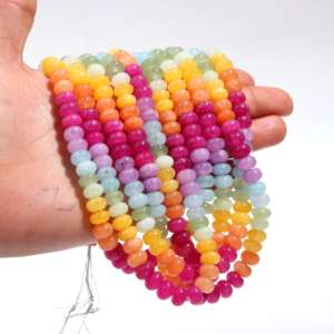 Venta caliente hermosa mezcla de colores cuarzo 8mm suave Rondelle cuentas joyería colorida artesanía Arco Iris gargantilla cuentas fabricación artesanal - Product Image 2