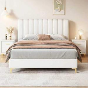 Base de Cama Tapizada de Lujo Estilo Crema Italiano con Almacenamiento Elevable por Gas, Perfil Bajo, Cama Doble para Dormitorio Principal, Muebles para Apartamento - Product Image 3
