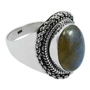 Solide 925 Sterling Silver Natural Labradorite Gemstone Forme Ovale Big Stone Boho Ring Handmade Fine Jewelry Direct Factory Price - Product Image 1