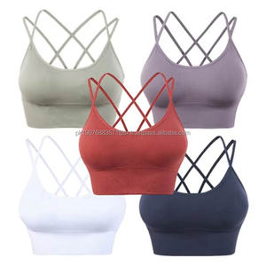 Sujetador deportivo inalámbrico personalizado al por mayor para mujer, con relleno, espalda cruzada, sin costuras, para yoga, fitness y gimnasio - Product Image 2