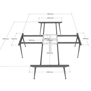 Mesa de Diseño Industrial de 4 Piezas con Patas de Acero en Forma de Cruz, 280x240cm, para Escritorios, Hospitales - Patas de Mesa de Centro HCCO025 - Product Image 5