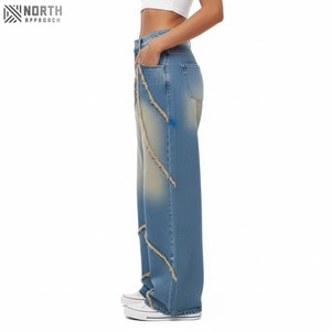 Pantalones vaqueros informales personalizados de alta calidad para mujer 2025, precio de fábrica, pantalones vaqueros rectos para mujer, pantalones vaqueros para mujer - Product Image 3