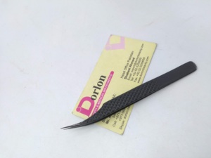Pince à cils plasma noire Diamond Grip Logo personnalisé en acier inoxydable Meilleure pince à épiler d'extension de cils de beauté - Product Image 3