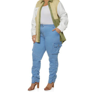 Pantalones de mezclilla de color sólido de alta calidad para mujer, chaqueta vaquera informal, abrigos, pantalones de mezclilla de algodón para mujer de talla grande - Product Image 2