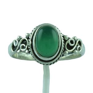 Onyx vert forme ovale pierre femmes populaire Design classique bijoux 925 bague en argent Sterling brillant argent vert pierre précieuse bague - Product Image 1