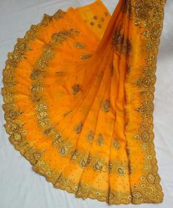 El aspecto más hermoso, Vhichitra, seda, bordado pesado, trabajo, Sari con pieza de blusa, ropa de mujer india, Sari barato, precio bajo, ropa al por mayor - Product Image 1