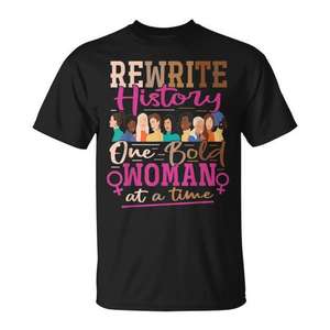 Rewrite History One Bold Woman At A Time - Camiseta para mujer, moda feminista, manga corta, cuello redondo, estampado digital - Product Image 1