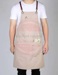 Peluquero profesional hecho a mano logotipo personalizado delantales \ venta al por mayor peluquero diario usado cuero Denim delantales y capa - Product Image 2