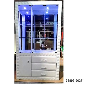 33893-9012 Gabinete de vidrio de madera para sala de estar blanca - Product Image 4