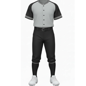 Seragam Baseball Raglan Abu-abu & Hitam yang Banyak Diminati, Jersey Tim Berkinerja Tinggi dan Celana Atletik - Product Image 2
