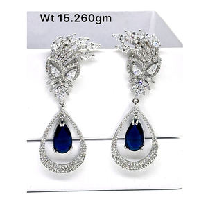 Pendientes colgantes de cristal de Zirconia cúbica completamente pavimentados para mujer, fiesta de boda, colgante de gota de plata 925 diario, pendientes de CZ - Product Image 6