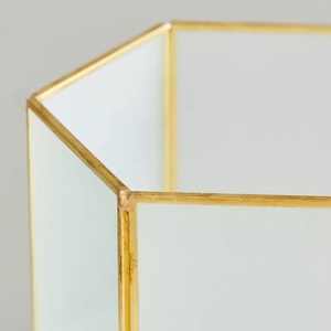 แก้ววินเทจขอบโลหะแฟนซีเชิงเทียนทีไลท์เชิงเทียนเชิงเทียนเชิงเทียนมาใหม่สำนักงานตกแต่งบ้านกระจกฝ้าสีทองตกแต่งบ้าน - Product Image 5