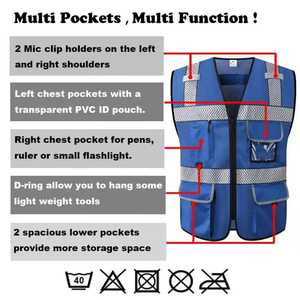 Uniforme de empresa de calidad superior Chaleco reflectante de alta visibilidad Ropa DE TRABAJO Bolsillos grises Transpirable Anit-wind Cremallera Chaleco personalizado - Product Image 3