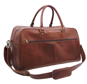 Bolsa de Lona Personalizable de Cuero de Cabra Auténtico, Bolsa de Viaje Duradera de Gran Capacidad, Bolsa de Gimnasio Unisex - Product Image 1