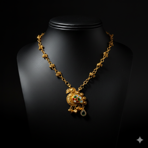 Collier en or 22 carats antique paon Meenakari Bijoux fins traditionnels - Product Image 2