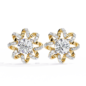 Boucles d'oreilles en or 18 carats brillantes avec diamant de laboratoire, boucles d'oreilles de qualité supérieure - Product Image 1