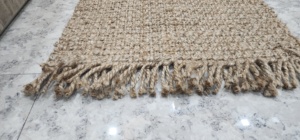 Vintage 100% Natural Jute Reversible Rectangle Area Rug Hand Woven Jacquard <b>Striped</b> 3400 GSM Includes Door Mats Beach Bathroom - Product Image 2