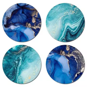 Dessous de verre en pierre Ensemble de 4 sous-verres en résine au design unique et pur avec des matériaux de qualité supérieure par Crescent Crafts - Product Image 1