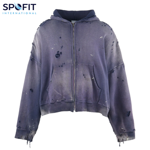 Alta calidad Vintage desgastado Regular Fit 100% algodón polar Sudadera con capucha hombres logotipo personalizado básico en blanco sudaderas con capucha invierno Digital - Product Image 1