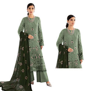 Colección de Trajes Salwar Kameez Pakistaníes de Diseñador, Cosidos en Tela de Lujo con Bordado, para Mujer, Uso Diario, Comodidad para Fiestas - Product Image 3